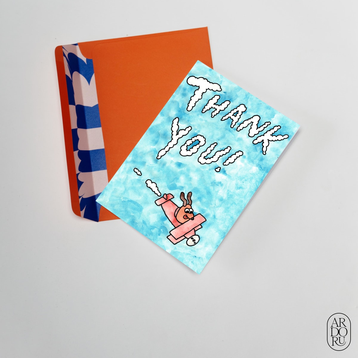 Thank You Keepsake Greeting Card - Dog Flying Plane