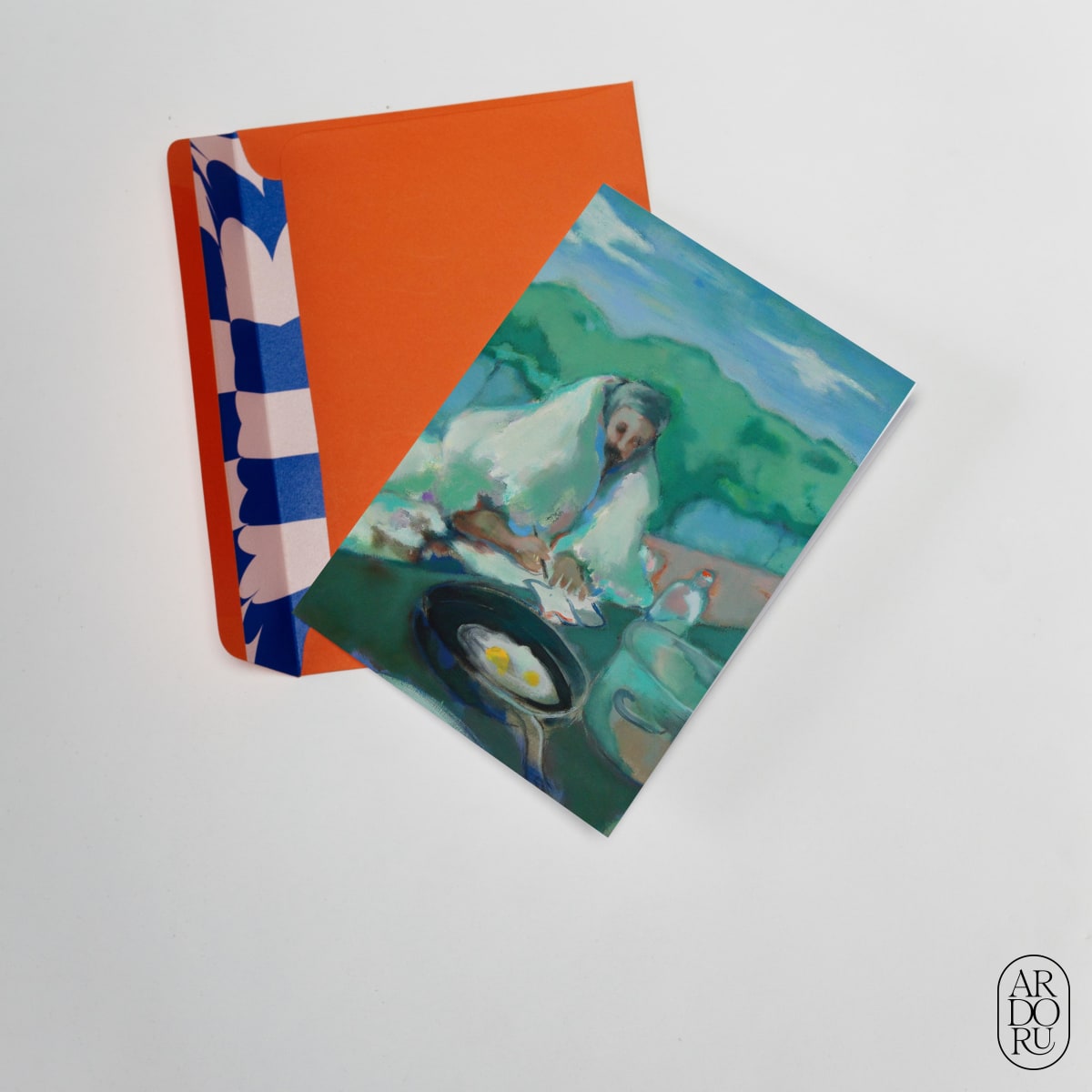 Just Because Keepsake Greeting Card - Man Writing With Breakfast