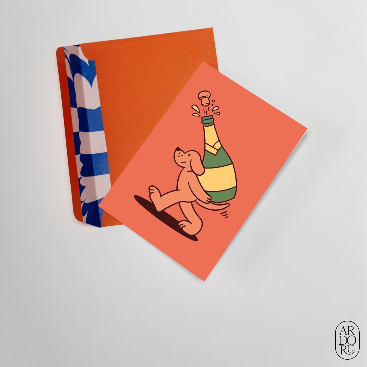 Congratulations Keepsake Greeting Card - Funny Dog and Champagne