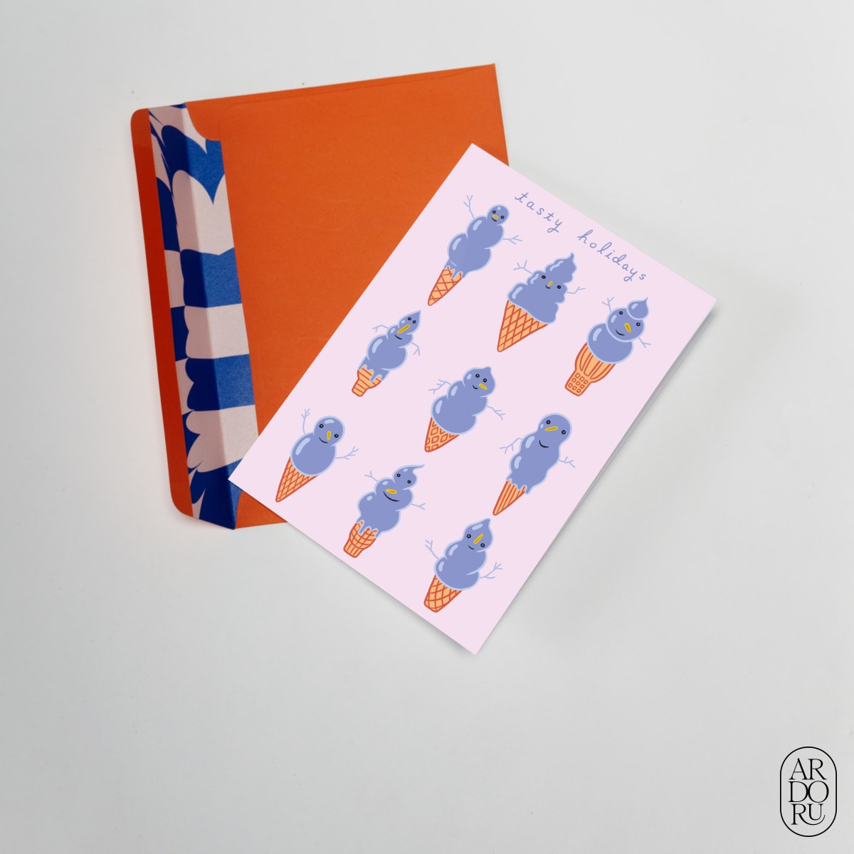 Christmas Keepsake Greeting Card - Snowman Ice Cream Cones
