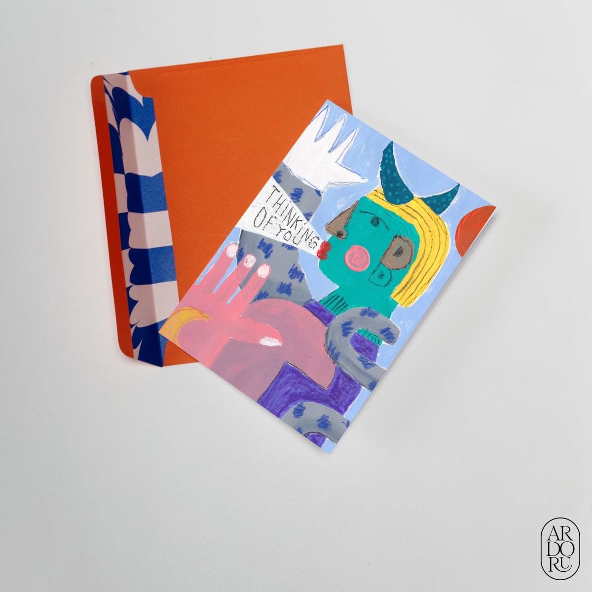 Thinking of You Keepsake Greeting Card - Artistic Horned Figure