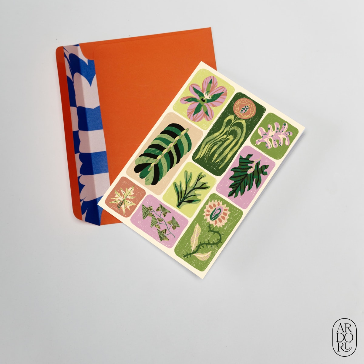 Just Because Keepsake Greeting Card - Botanical Leaves Flowers