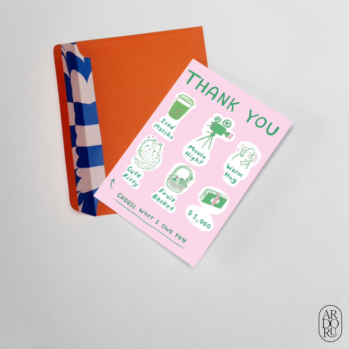 Thank You Keepsake Greeting Card - Choose A Reward