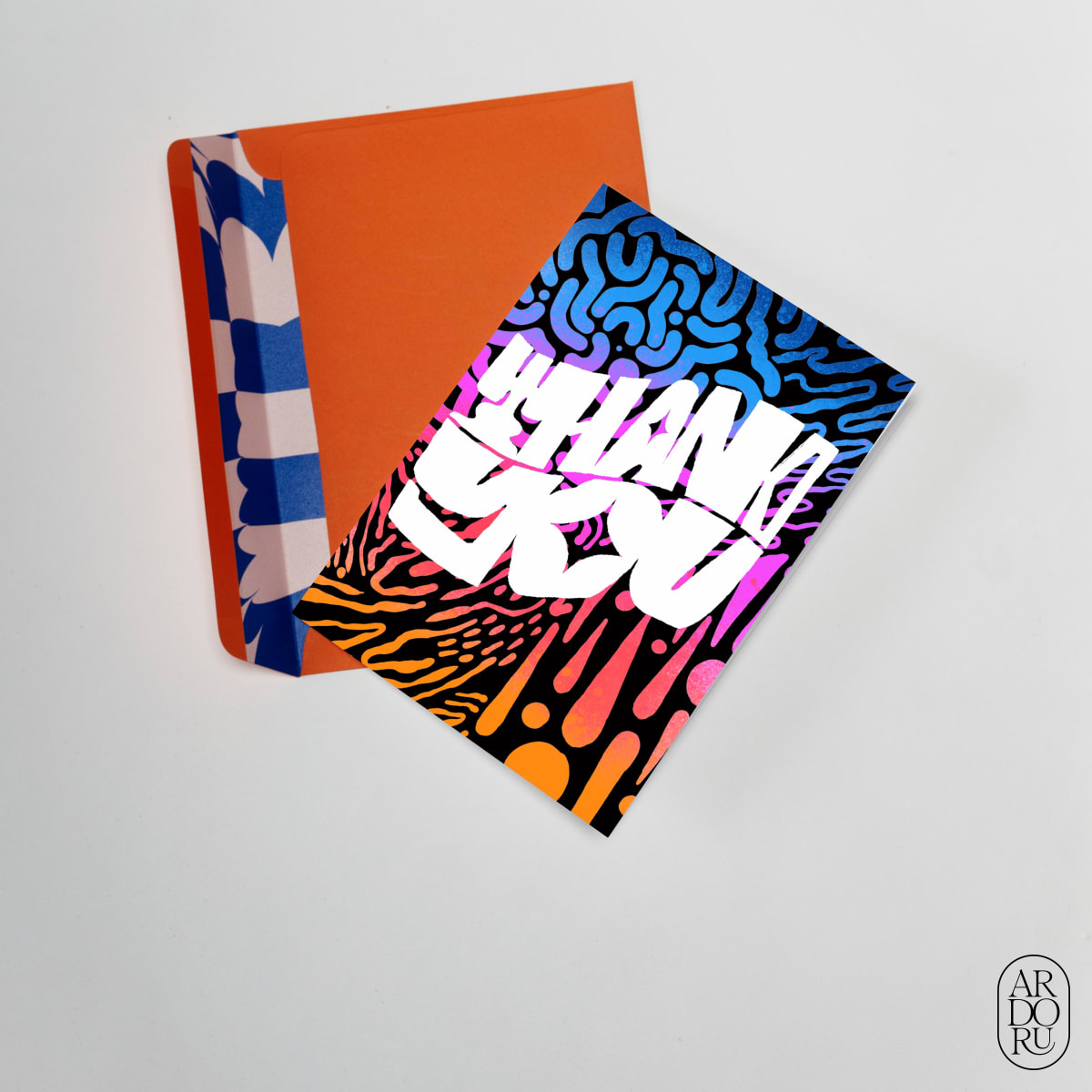 Thank You Keepsake Greeting Card - Biomorphic Text
