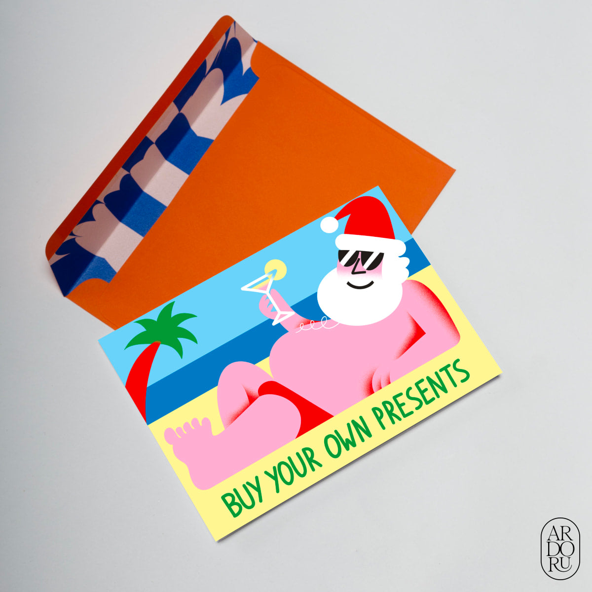 Christmas Keepsake Greeting Card - Funny Santa on Beach