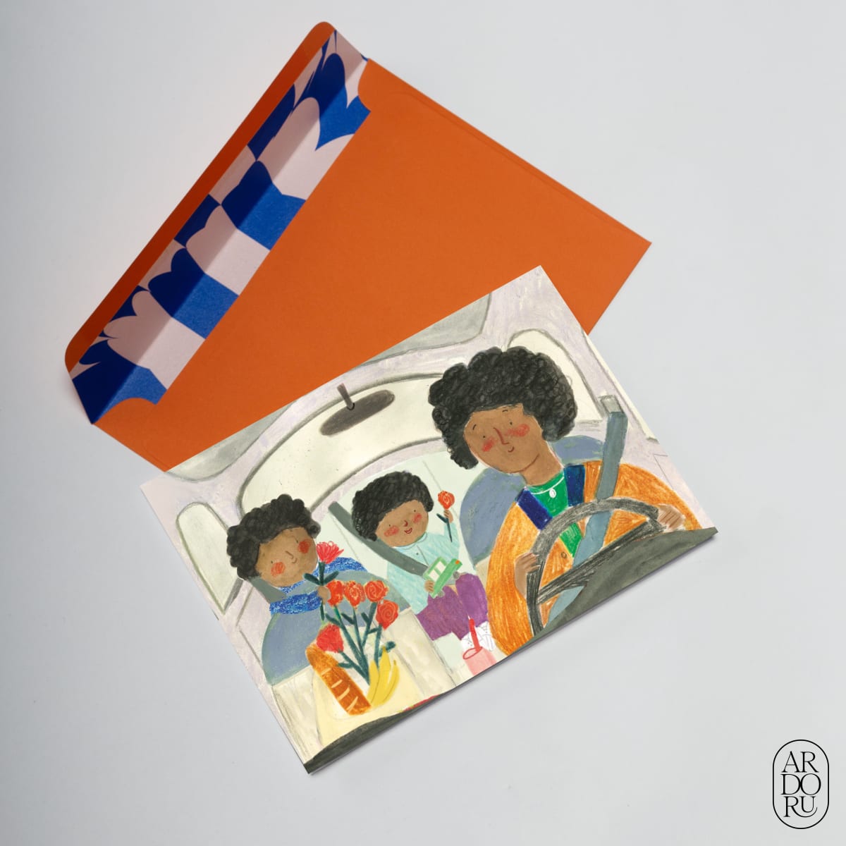 Mother's Day Keepsake Greeting Card - Family Riding in Car