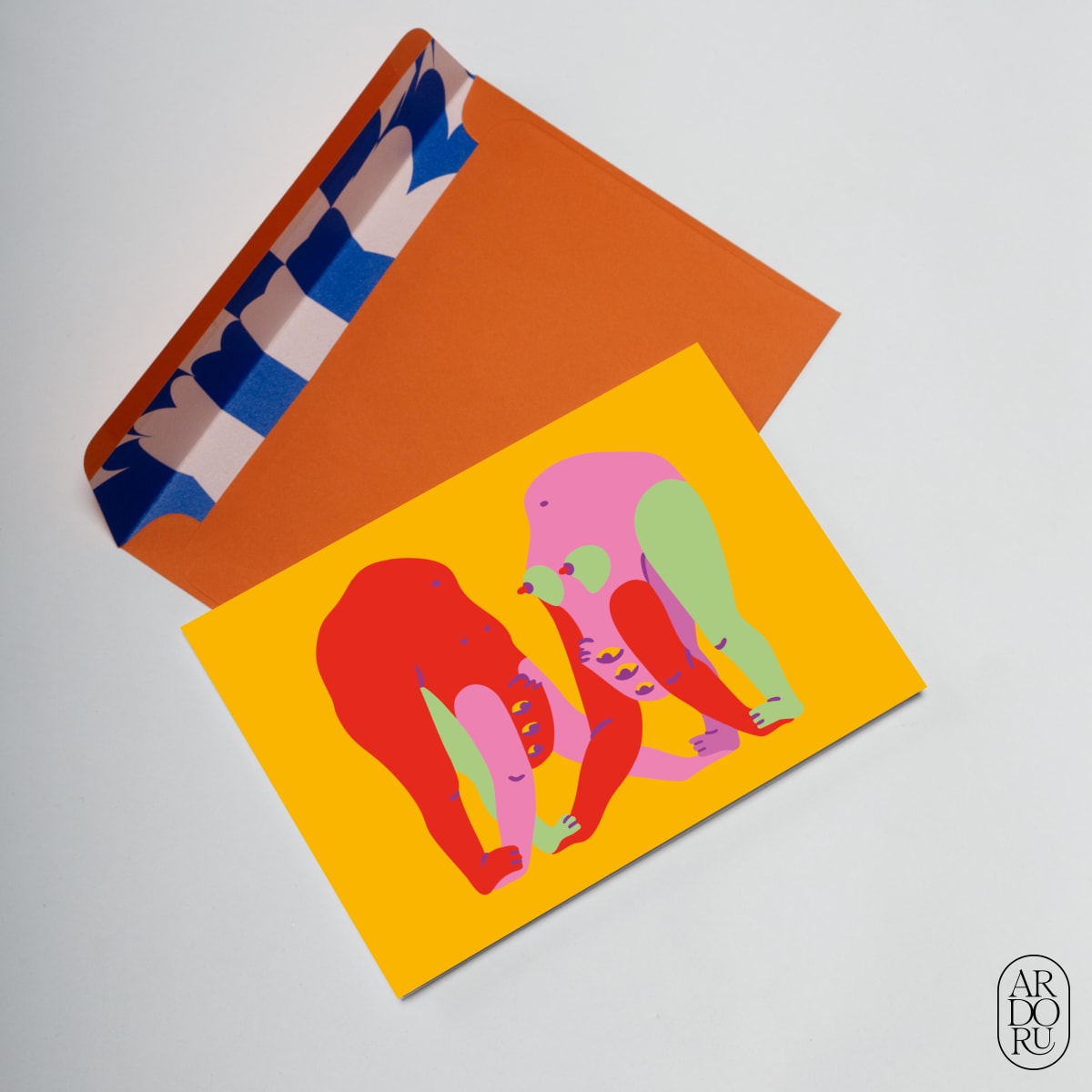 Love Keepsake Greeting Card - Colorful Abstract Figures Bend
