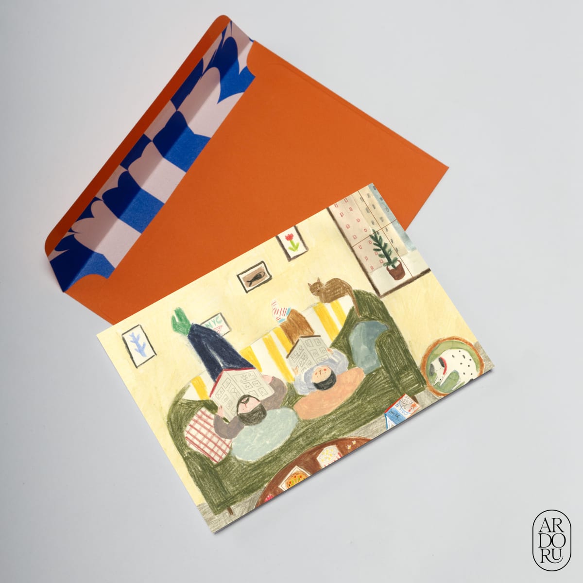 New Home Keepsake Greeting Card - Family on Couch