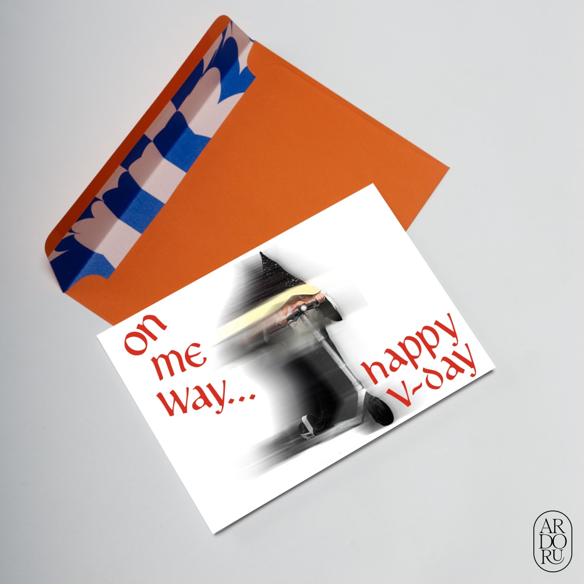 Valentine's Day Keepsake Greeting Card - Funny Wizard on Scooter