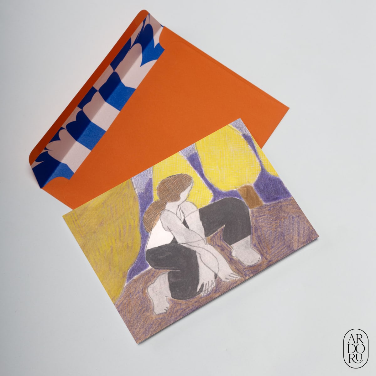 Love Keepsake Greeting Card - Seated Woman Illustration