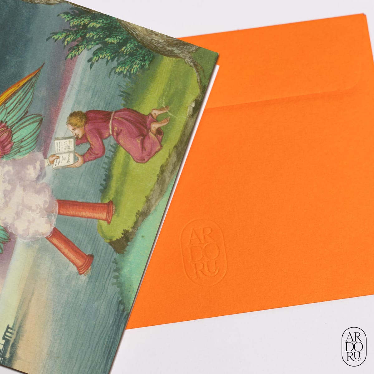 Just Because Keepsake Greeting Card - Johannes under Angel Painting