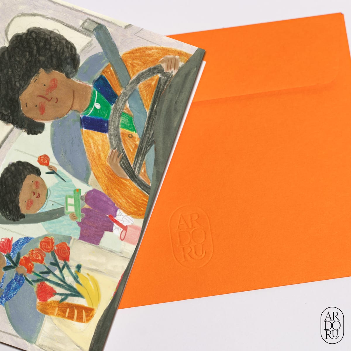 Mother's Day Keepsake Greeting Card - Family Riding in Car