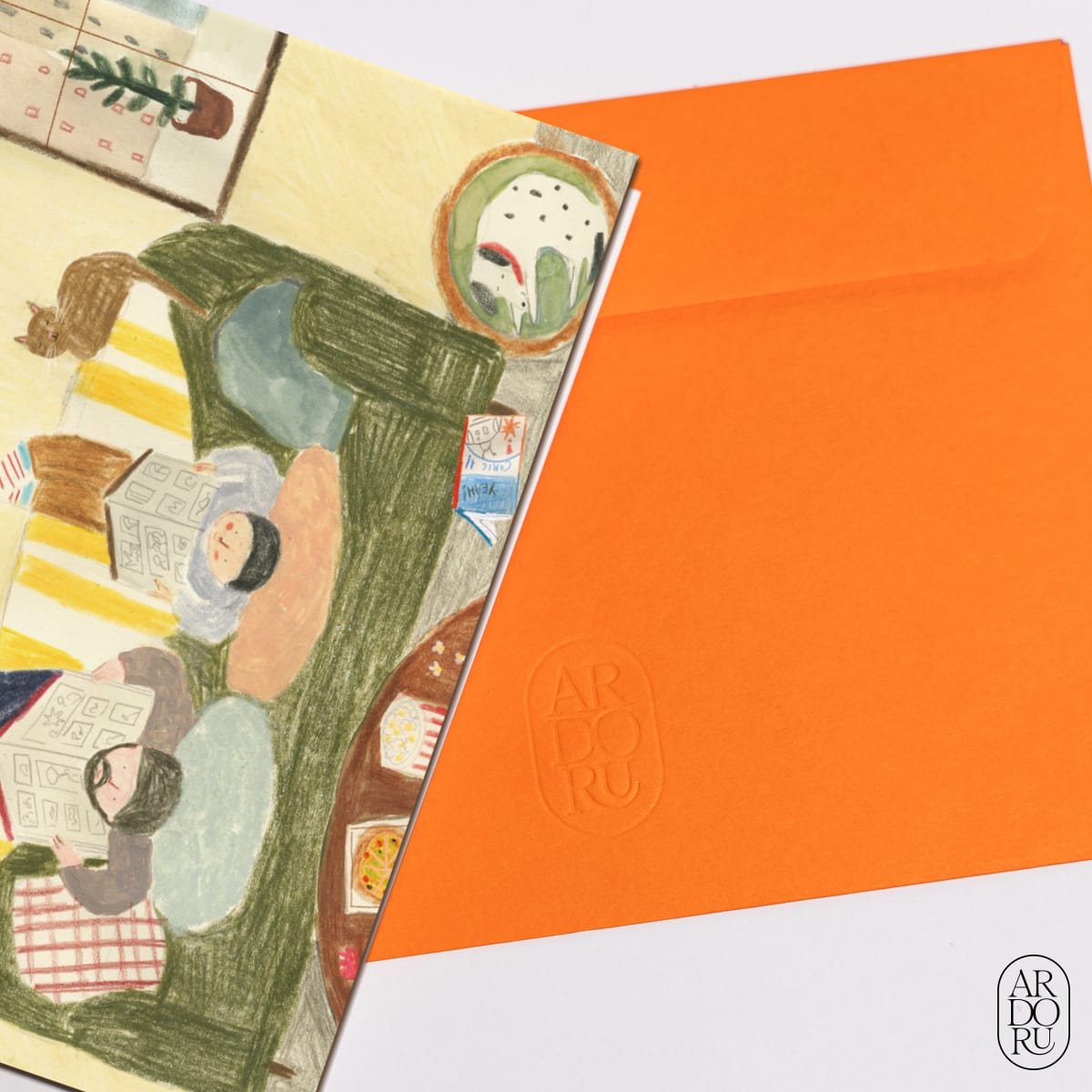 New Home Keepsake Greeting Card - Family on Couch