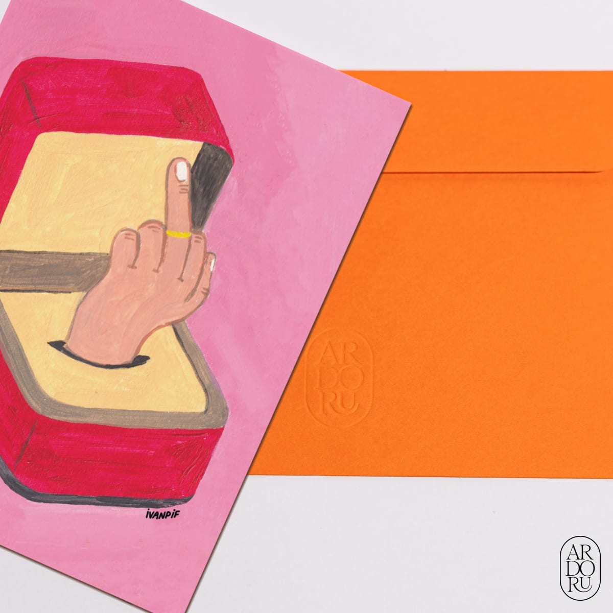 Anniversary Keepsake Greeting Card - Ring Box w/ Middle Finger