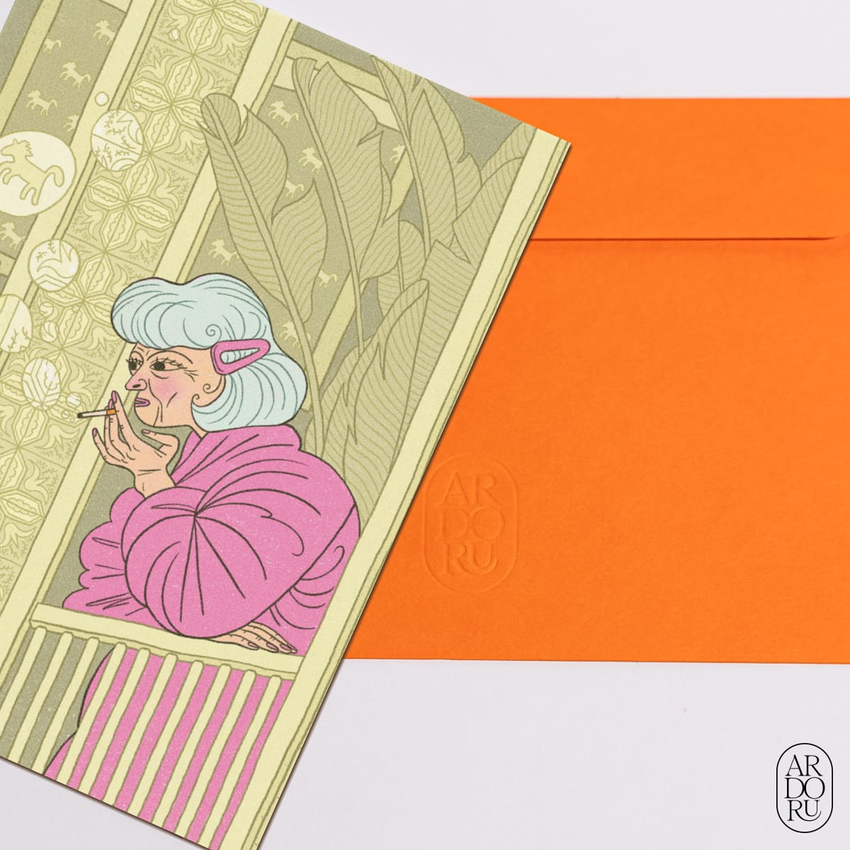 Retirement Keepsake Greeting Card - Woman Smoking on Balcony