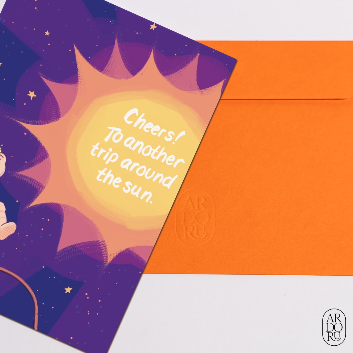 Birthday Keepsake Greeting Card - Astronaut Orbiting Around Sun
