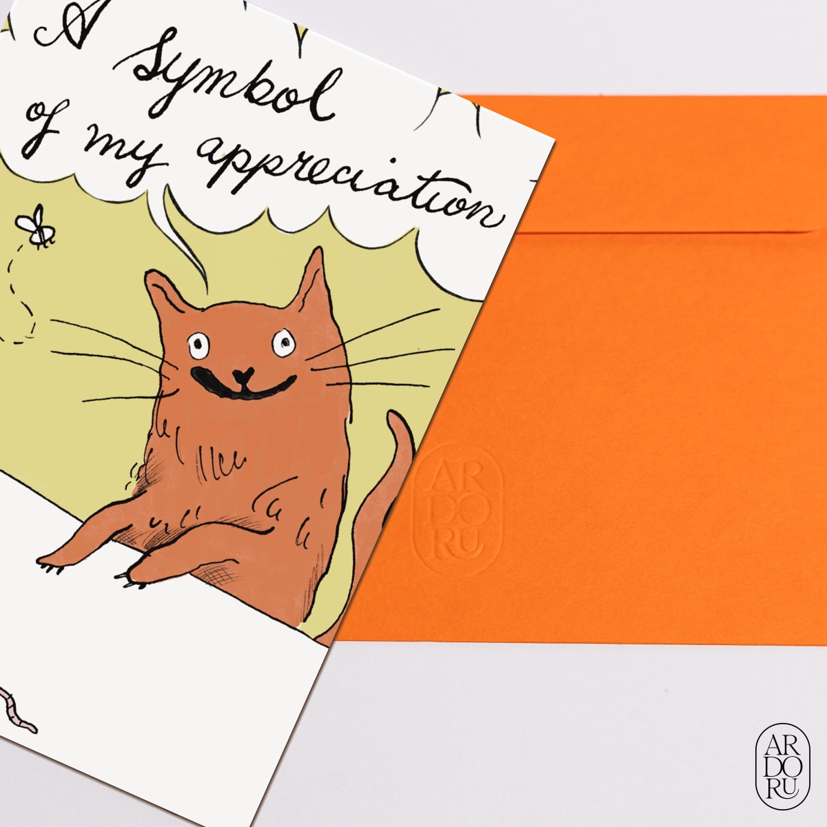 Thank You Keepsake Greeting Card - Funny Cat with Dead Mouse