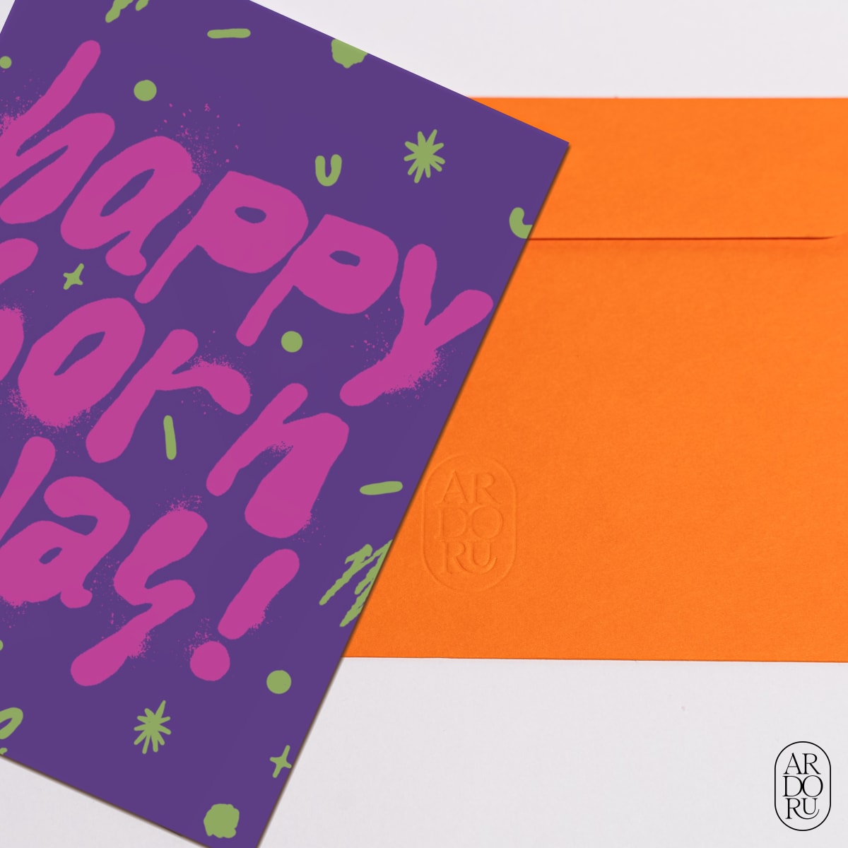 Birthday Keepsake Greeting Card - Happy Born Day Handstyle