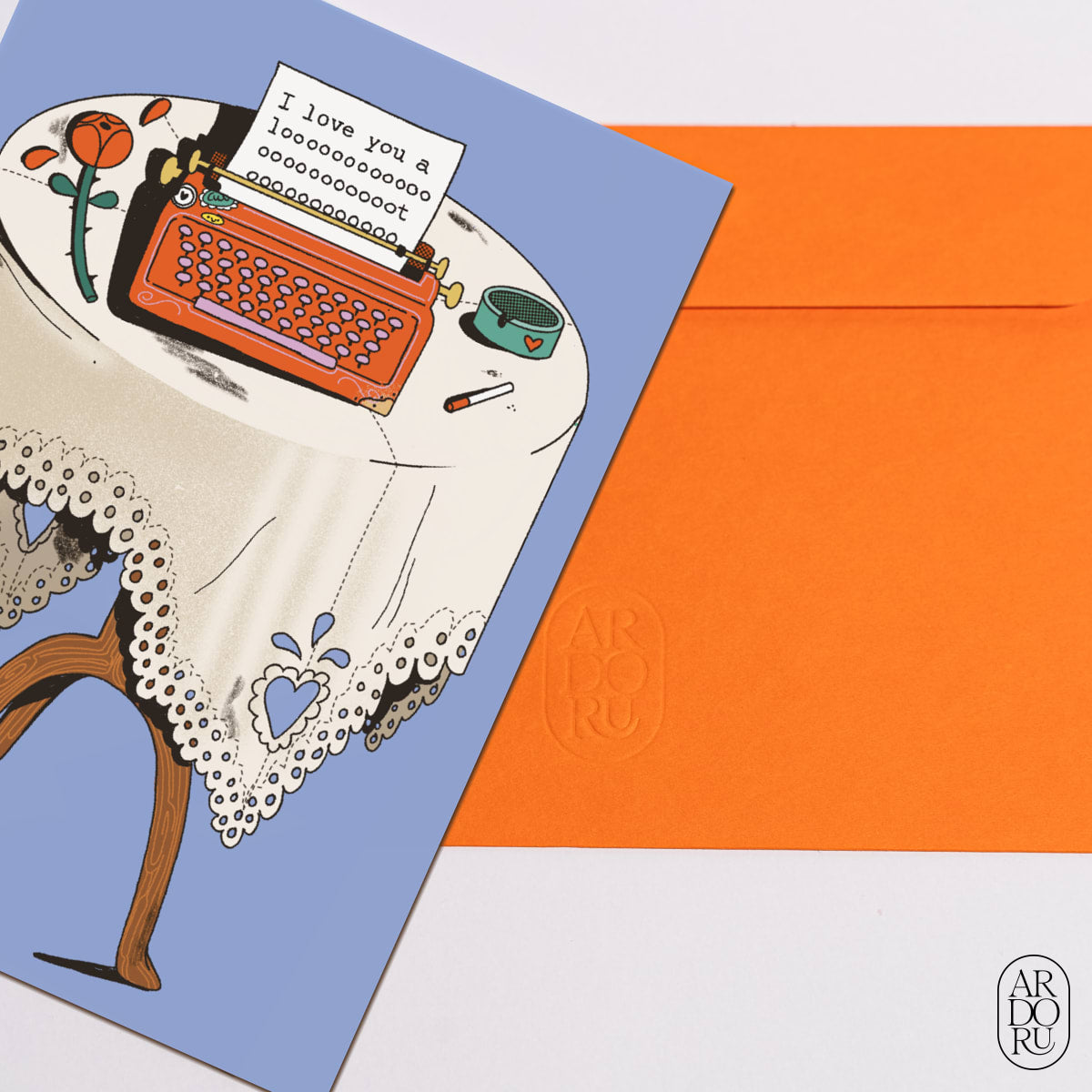 Love Keepsake Greeting Card - I Love You A Lot - Typewriter on Table
