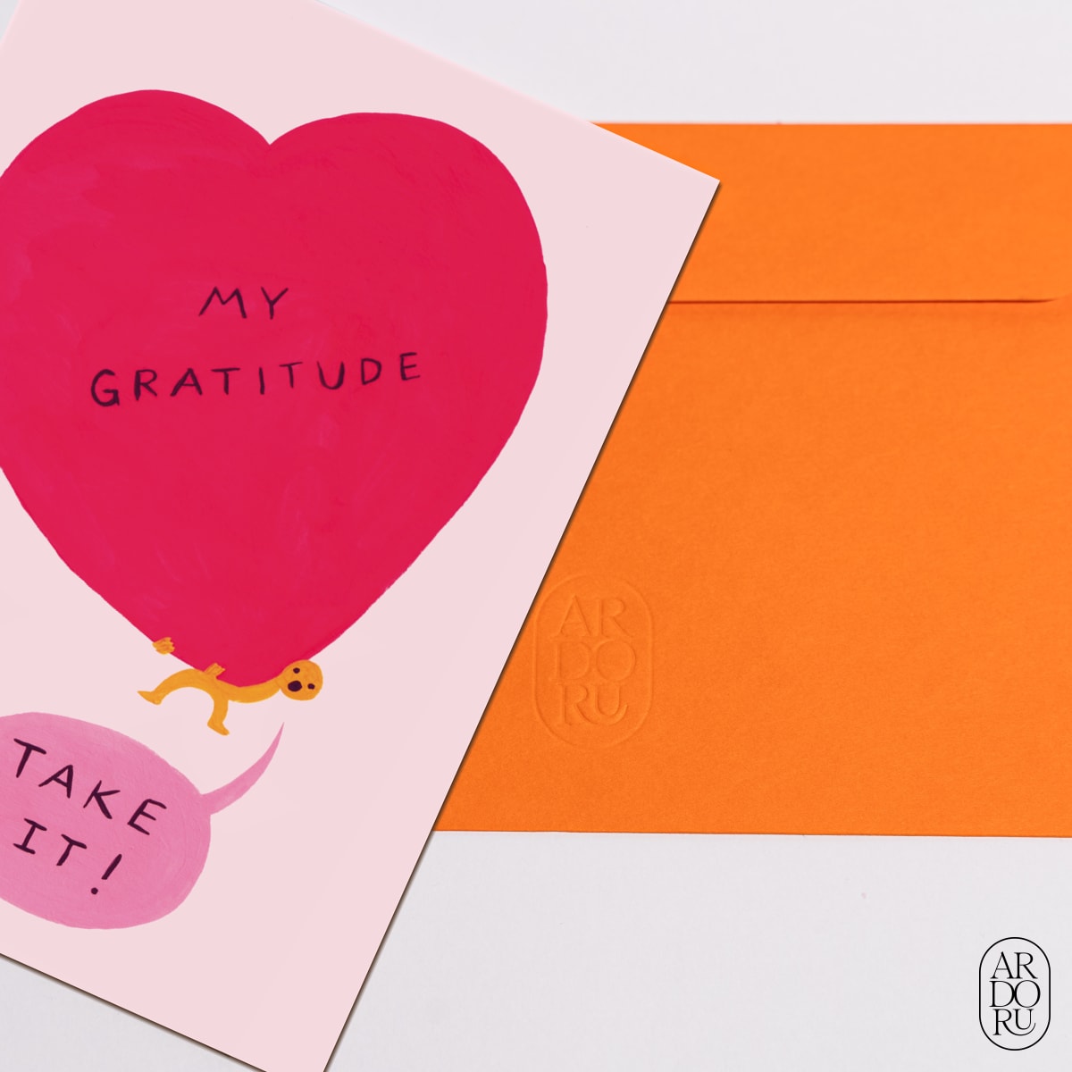 Thank You Keepsake Greeting Card - Gratitude - Figure w/ Giant Heart