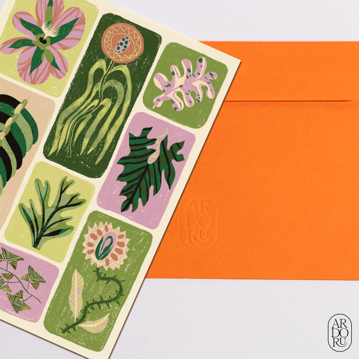 Just Because Keepsake Greeting Card - Botanical Leaves Flowers