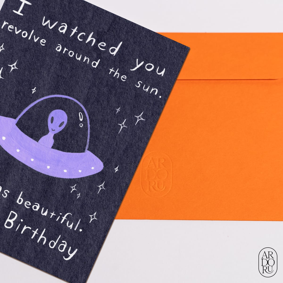 Birthday Keepsake Greeting Card - Alien in UFO