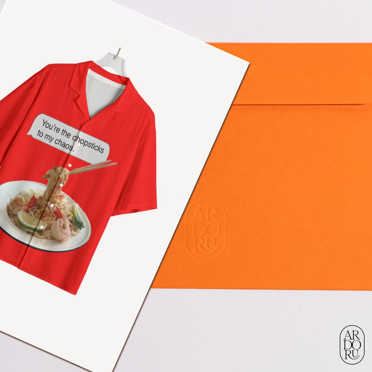Love Keepsake Greeting Card - Chopstick and Noodles