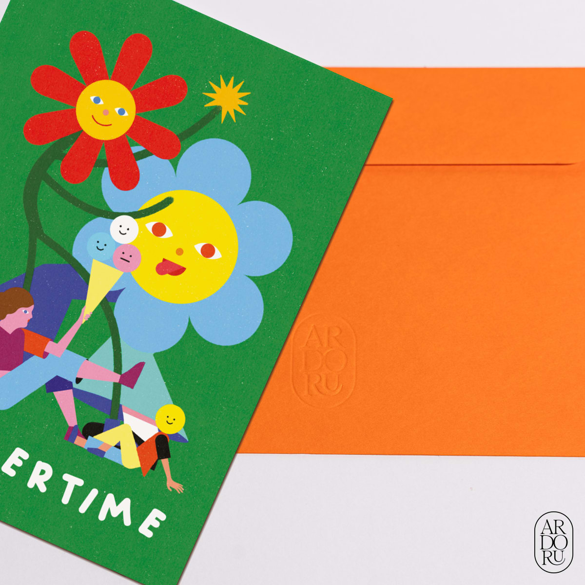 Summer Keepsake Greeting Card - Kids Eating Ice Cream