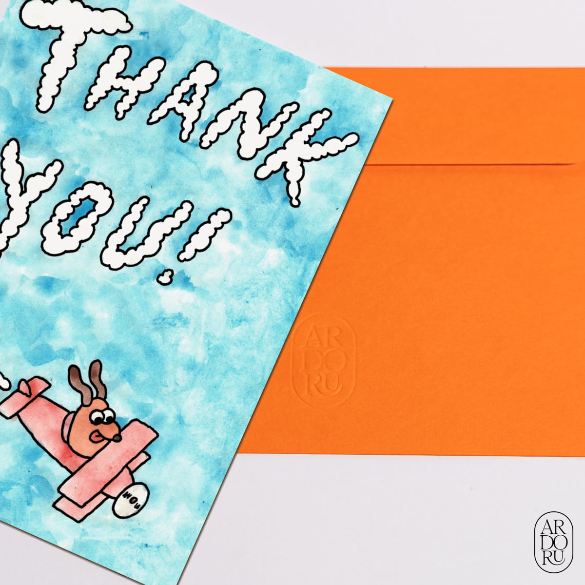 Thank You Keepsake Greeting Card - Dog Flying Plane