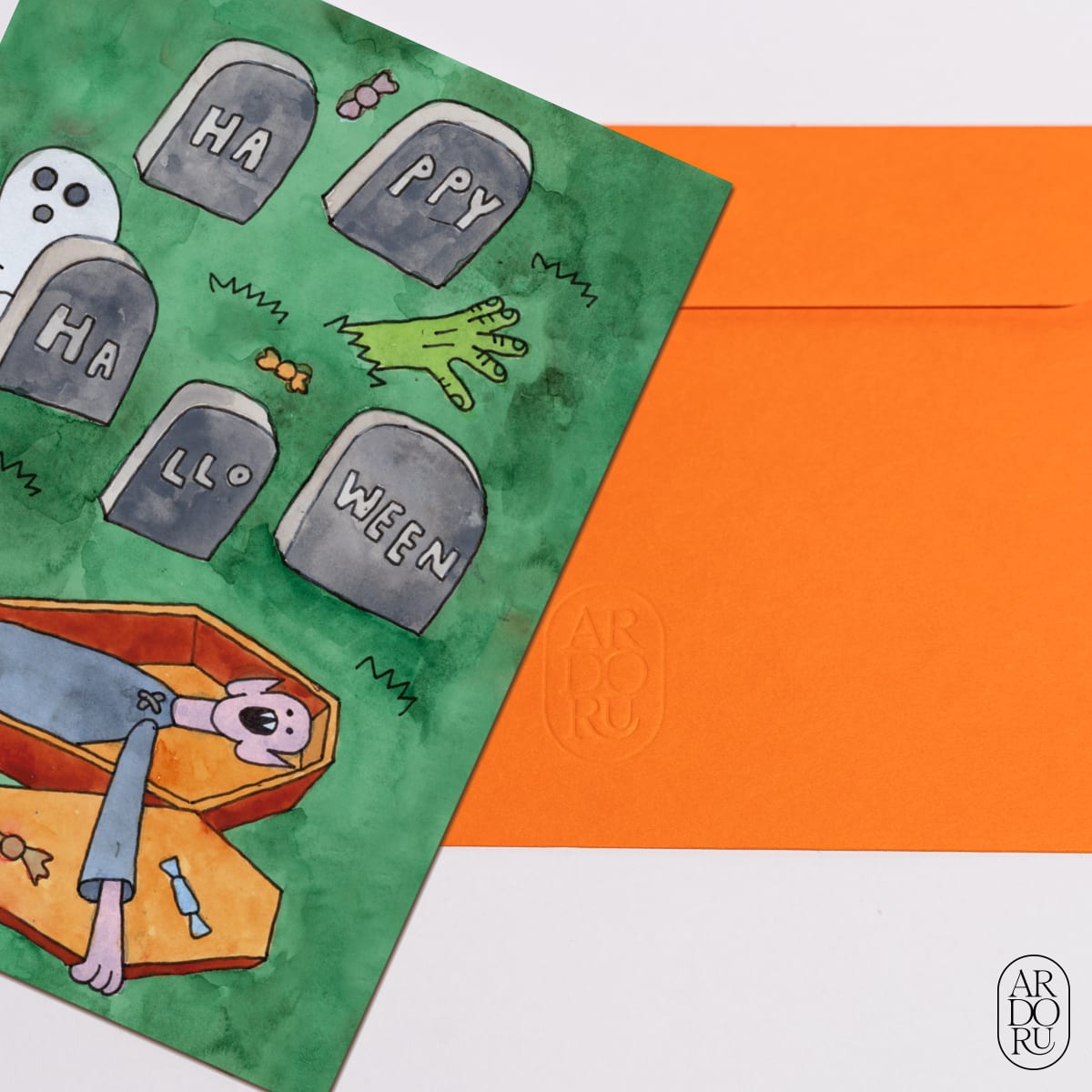 Halloween Keepsake Greeting Card - Funny Happy Halloween Graveyard