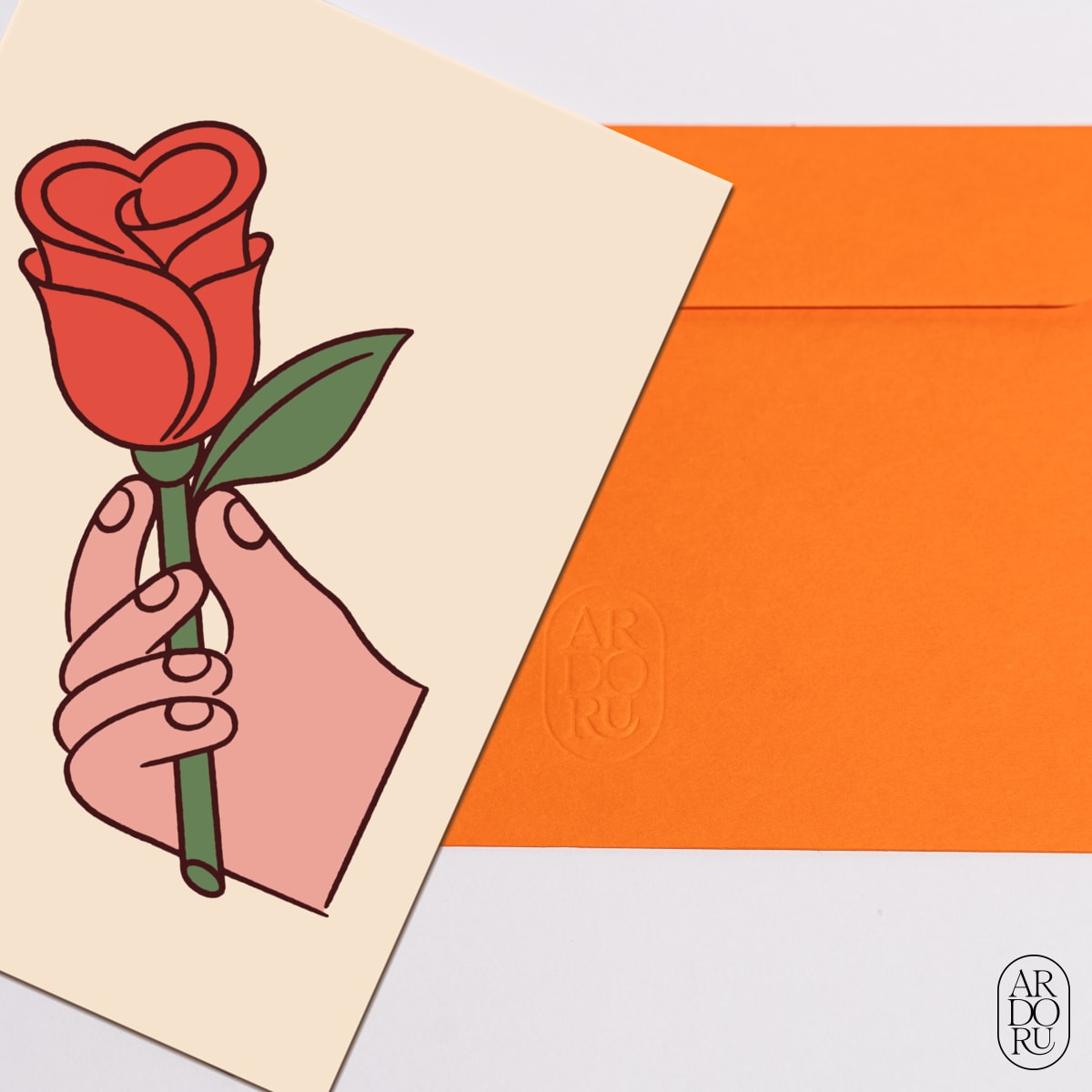 Love Keepsake Greeting Card - Hand Holding A Rose