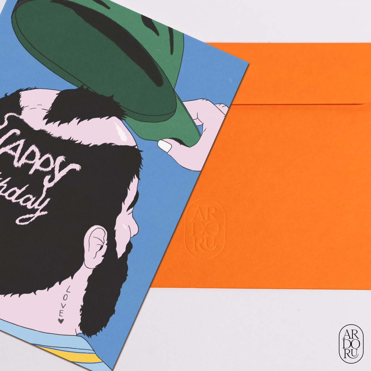 Birthday Keepsake Greeting Card - Funny Man's Shaved Head w/ Cap