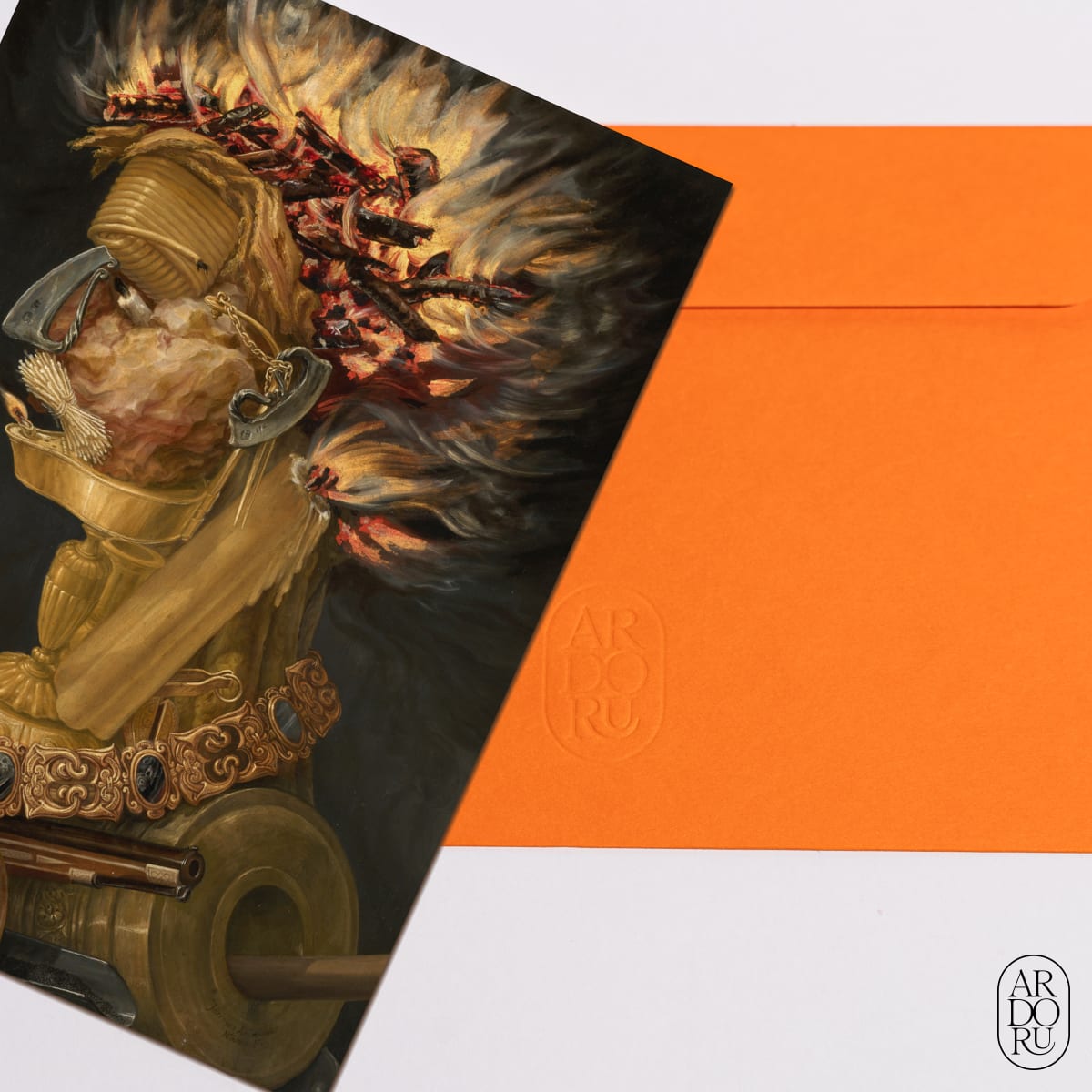 Just Because Keepsake Greeting Card - Face Made of Fire Objects