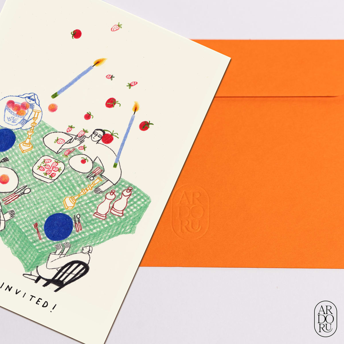 Invitation Keepsake Greeting Card - Dinner by Neringa Mongirdaitė