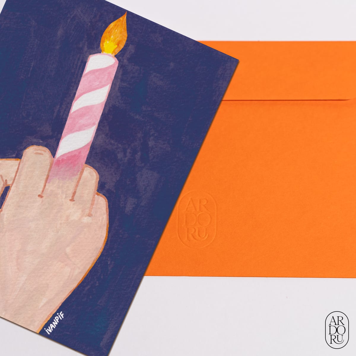 Birthday Keepsake Greeting Card - Funny Middle Finger Candle