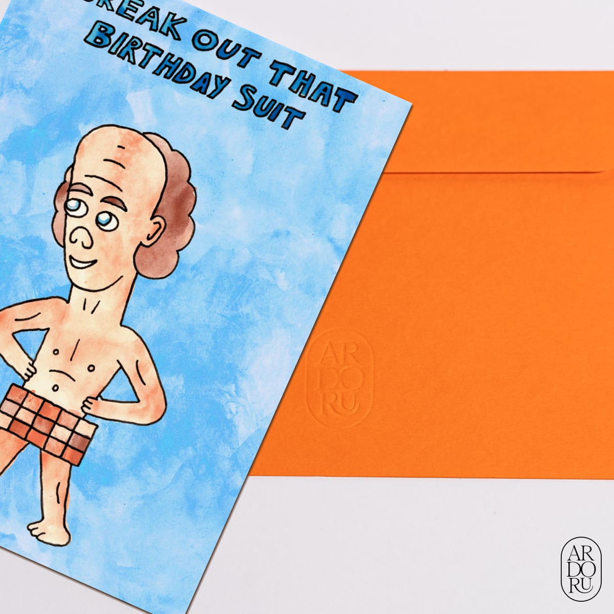 Birthday Keepsake Greeting Card - Funny Adult Man in Birthday Suit