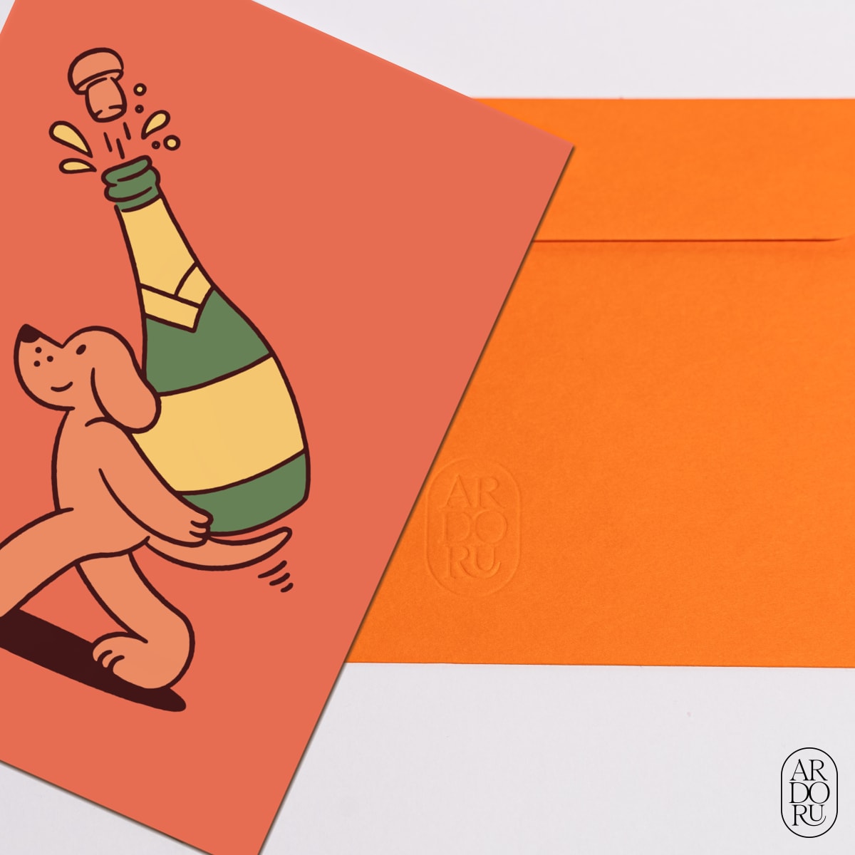 Congratulations Keepsake Greeting Card - Funny Dog and Champagne