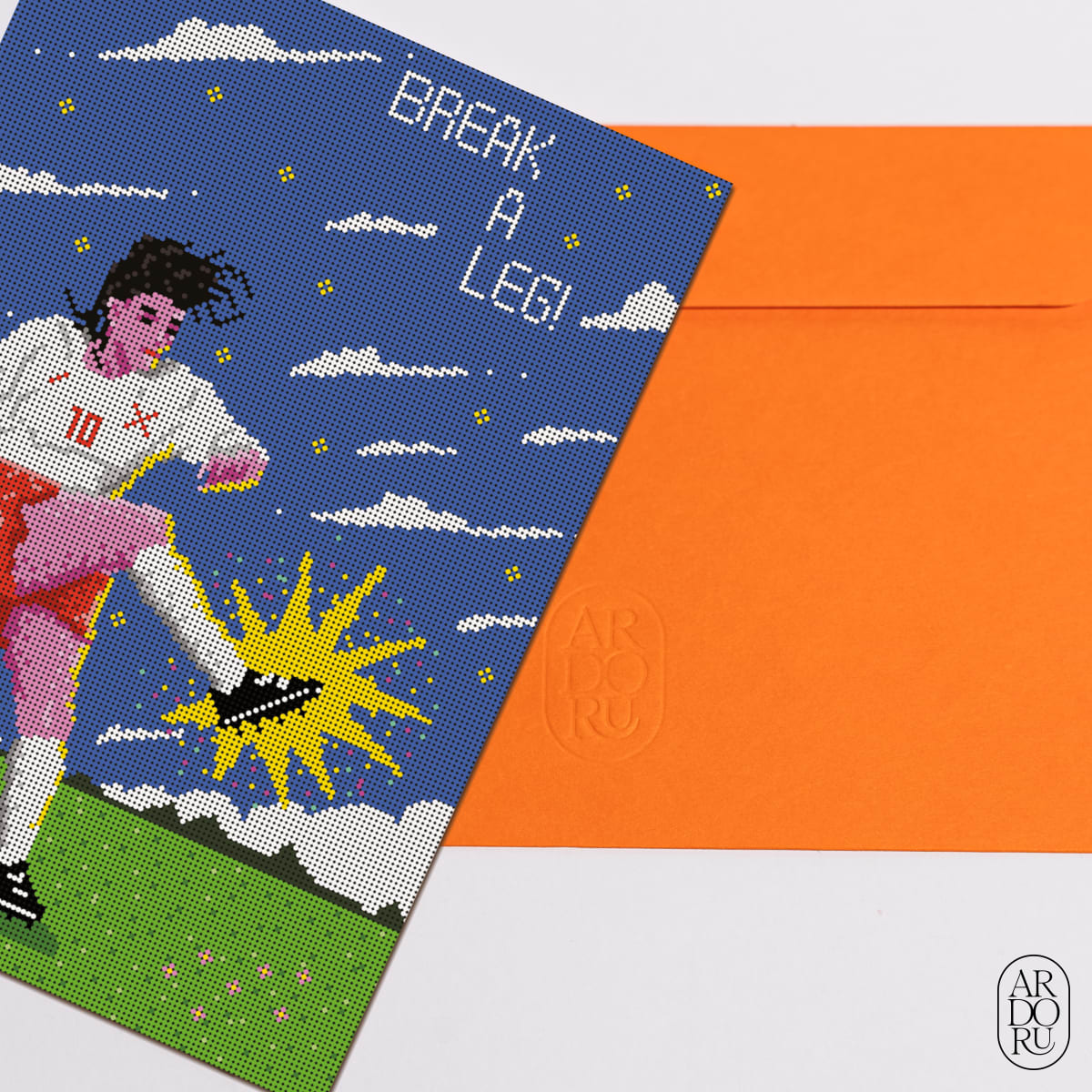 Encouragement Keepsake Greeting Card - Soccer Player - BREAK A LEG