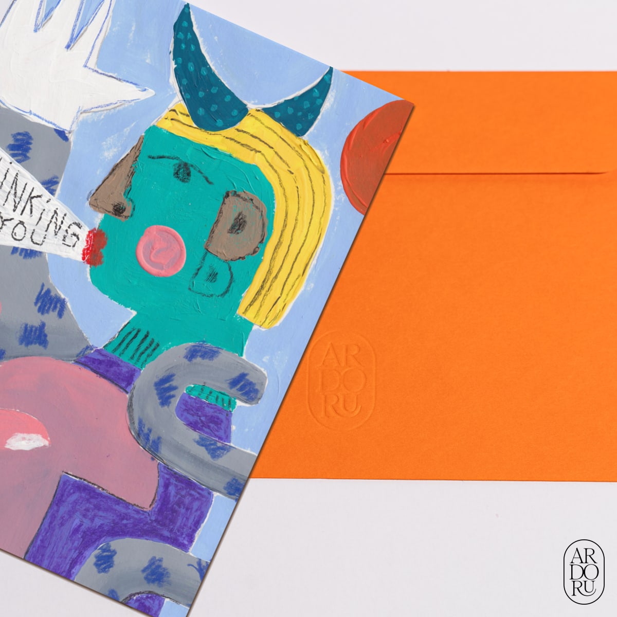 Thinking of You Keepsake Greeting Card - Artistic Horned Figure