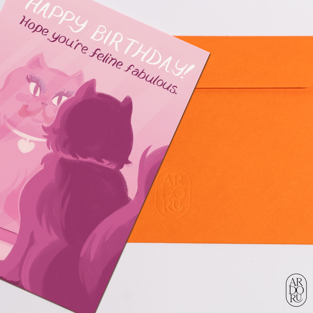 Birthday Keepsake Greeting Card - Fabulous Cat in Mirror
